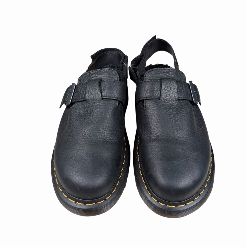 Dr Martens Jorge II Black Faux Fur Sling Back Mules Shoes Men's Sz 10 - Picture 3 of 9